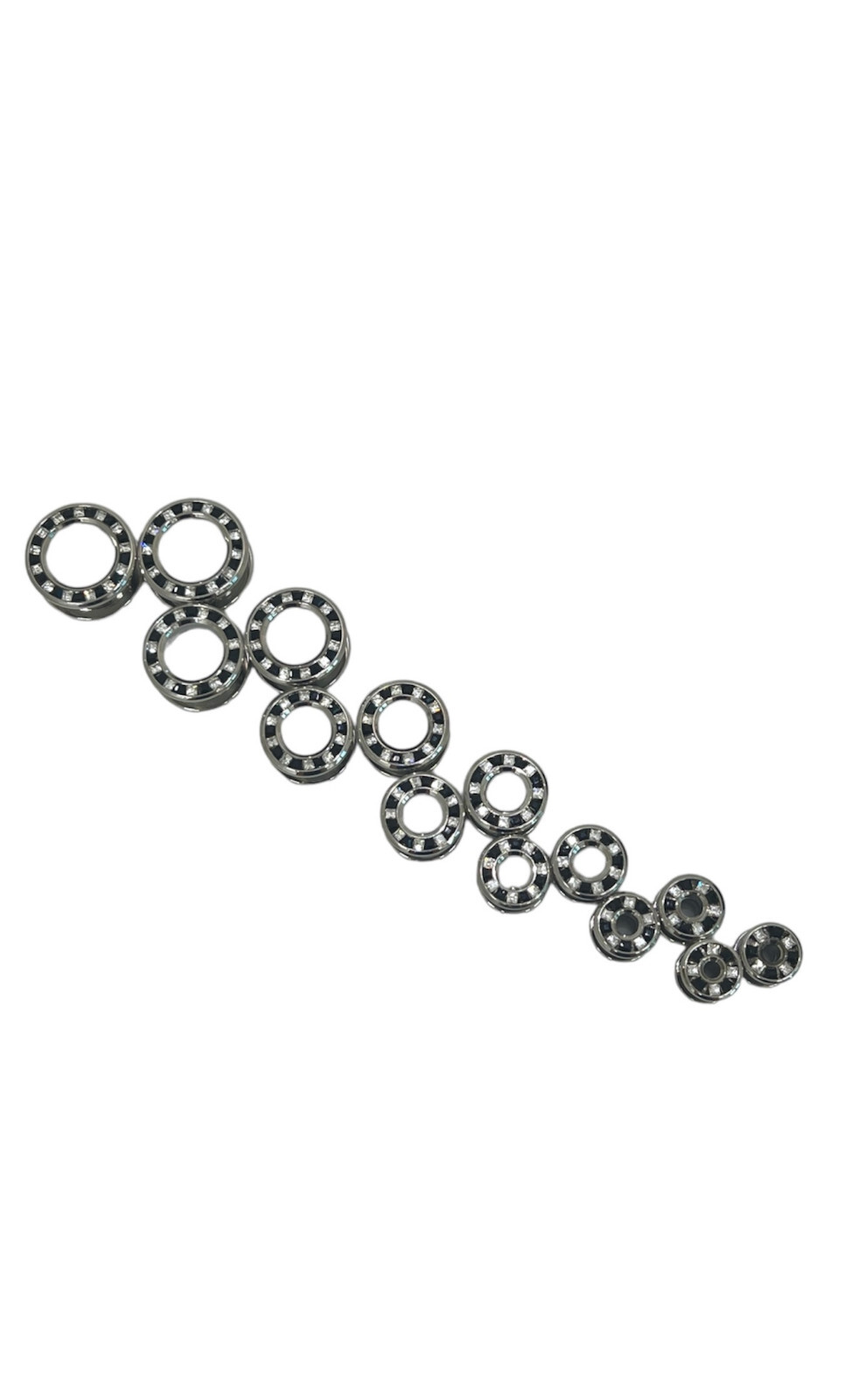 Pressed Rimmed Surgical Steel Black Clear CZ Screw Tunnel Ear Plugs – Sold Pair