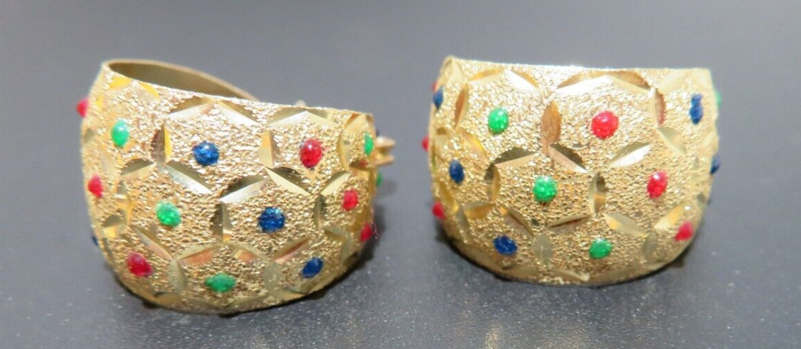14K YG MULTI-COLOR ENAMEL HOOP EARRINGS 4.40 grams (G132597-16)