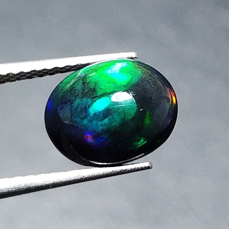 Natural Welo Black Opal Ethiopia Oval Cabochon Vivid Blue Green Fire 1.30Ct Gem