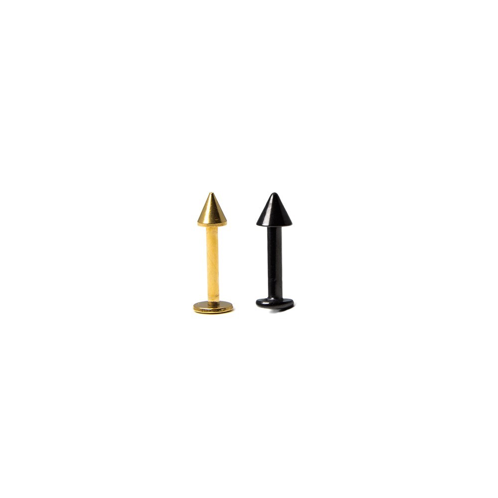 Package of 2 Black and Gold I.P. Labret/Monroe w/Spike Tip 14G and 16G