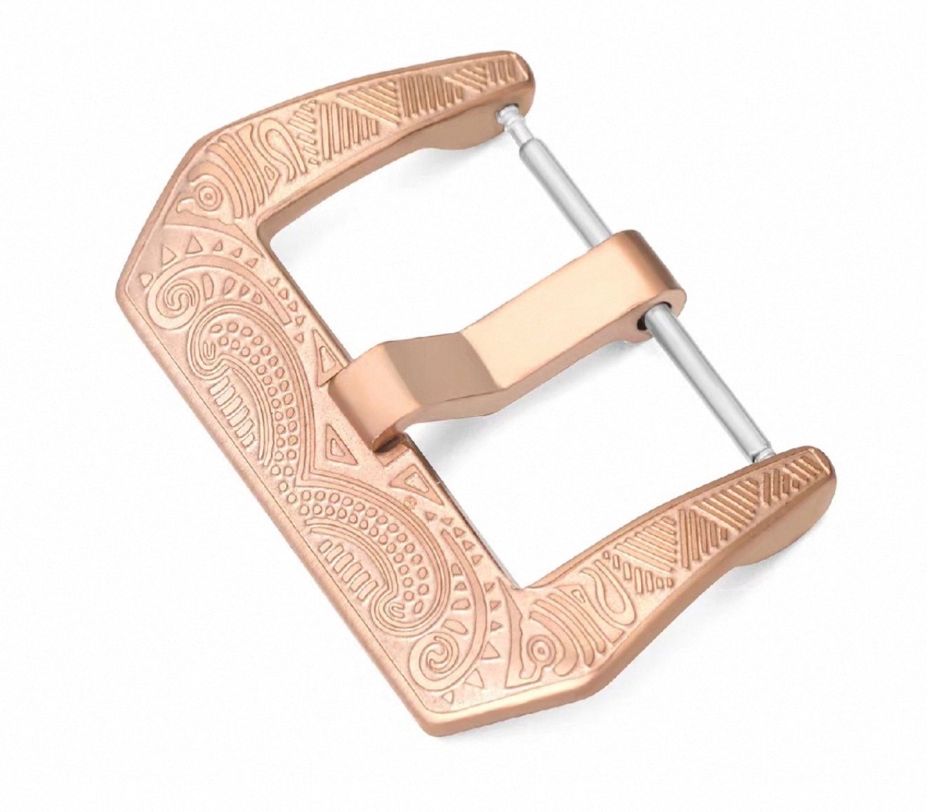 Engraved Rose Gold Pre-V Buckle 316L Watch Strap Band Tang 18mm 20mm 22mm 24mm