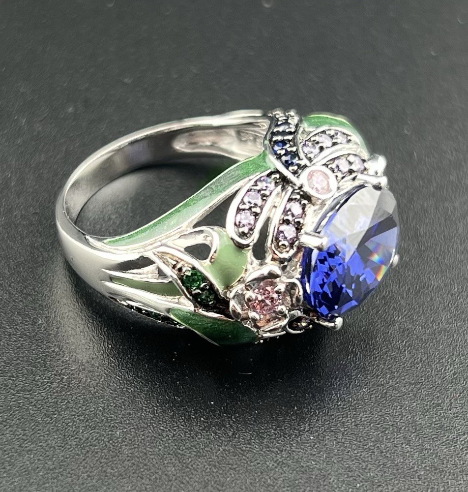 Victoria Wieck Dragonfly Blue Faceted Multi Gemstone Sterling Silver Size 8 Ring