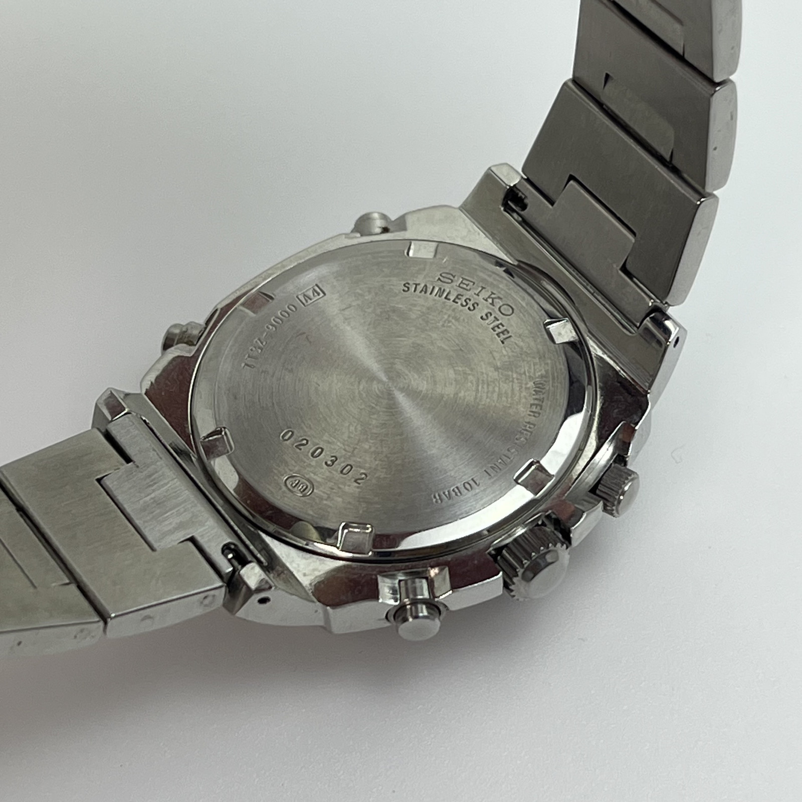 Seiko SUS 7T32 Chronograph Alarm Qz Tachymeter Date Stainless Steel Japan #B854