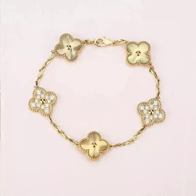 1.24Ct Real Moissanite Women’s Flower Bracelet 14K Yellow Gold Plated 7″ in
