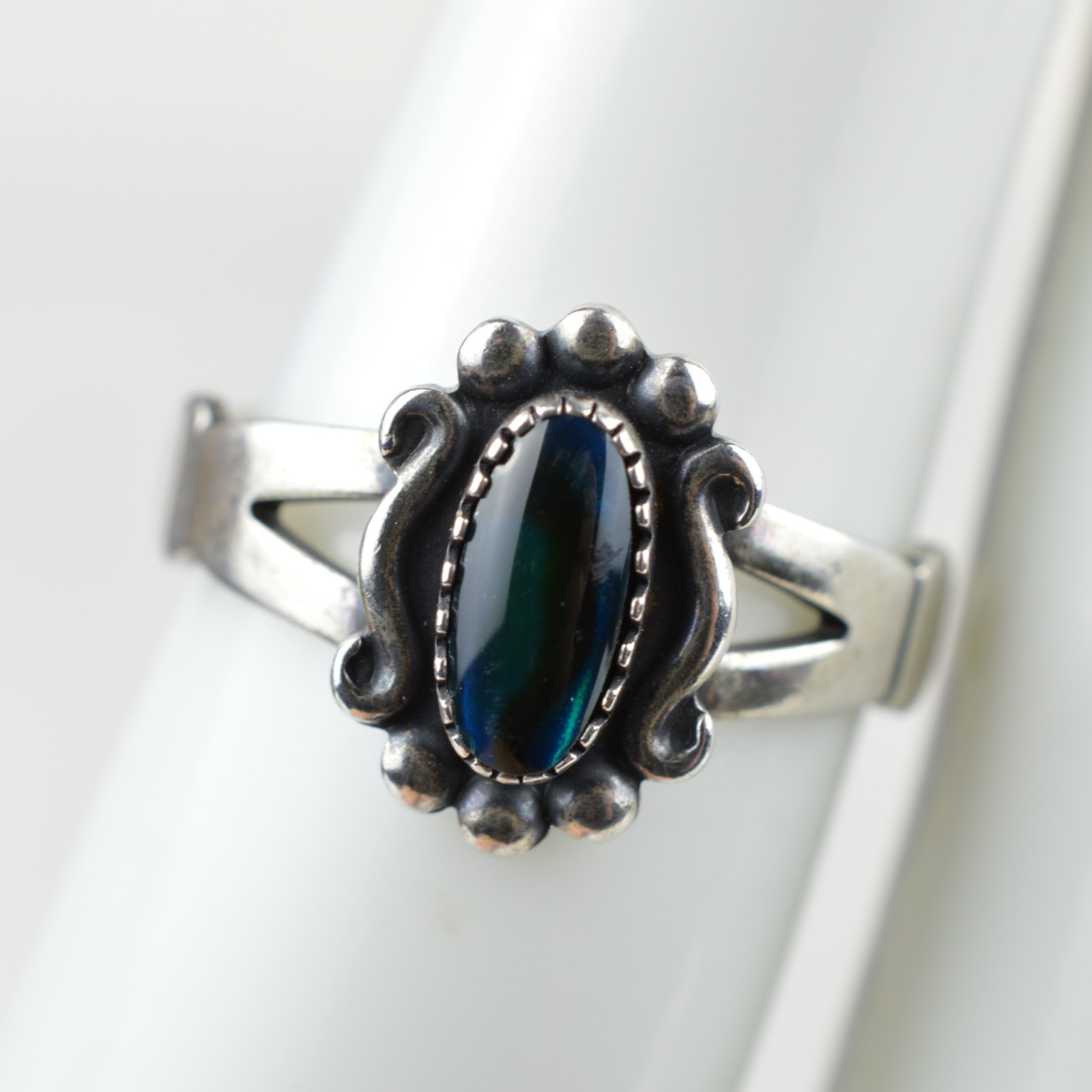 Vintage Signed Wheeler Sterling Silver Paua Abalone Shell Ring 5.75 Southwestern