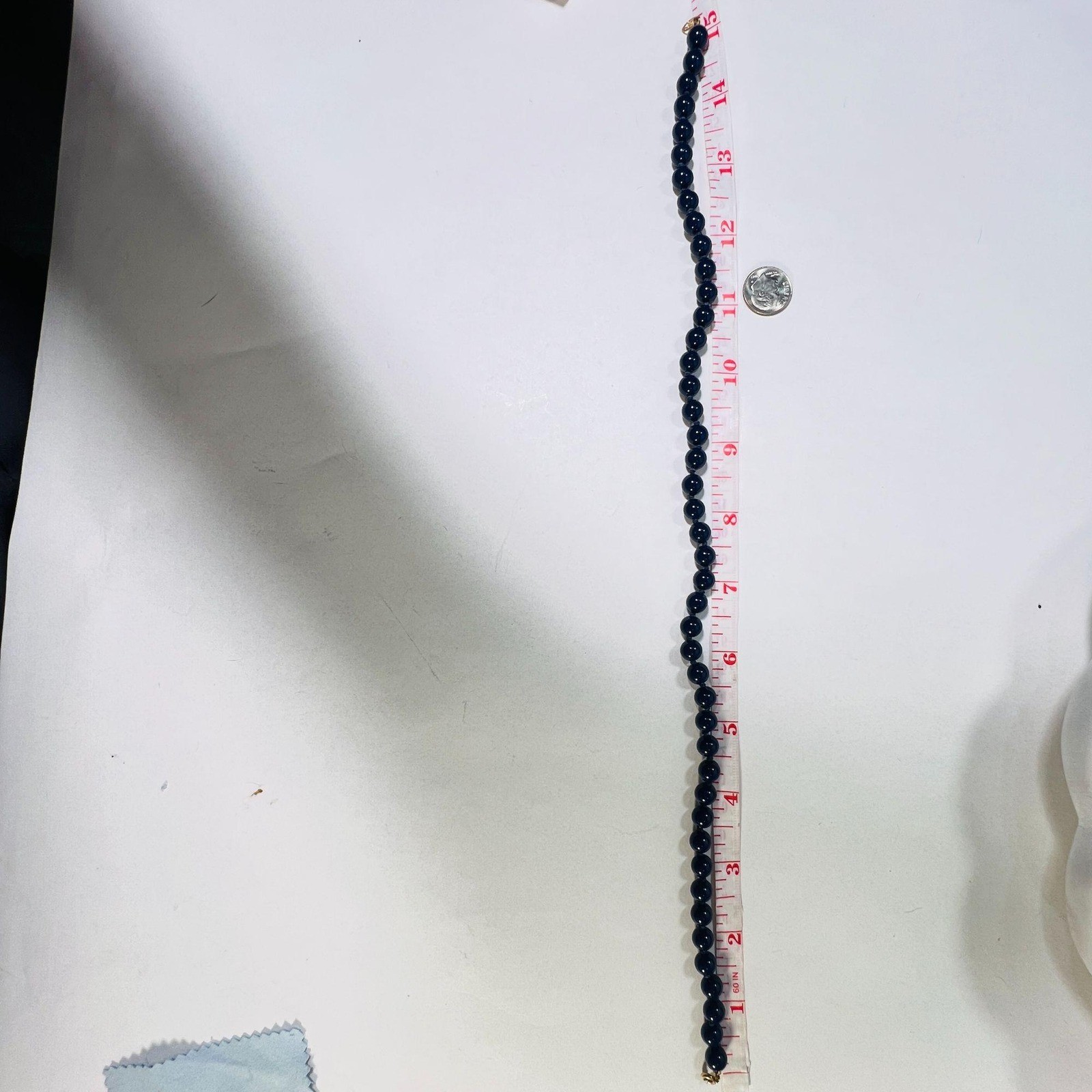 Vintage Trifari Beaded Choker Necklace 15.5″ Navy Blue Lucite 8mm Knotted Signed