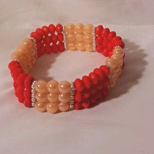 2pcs Maasai Red Beaded Bracelet Handmade Burkina Faso Africa Authentic Stretchy