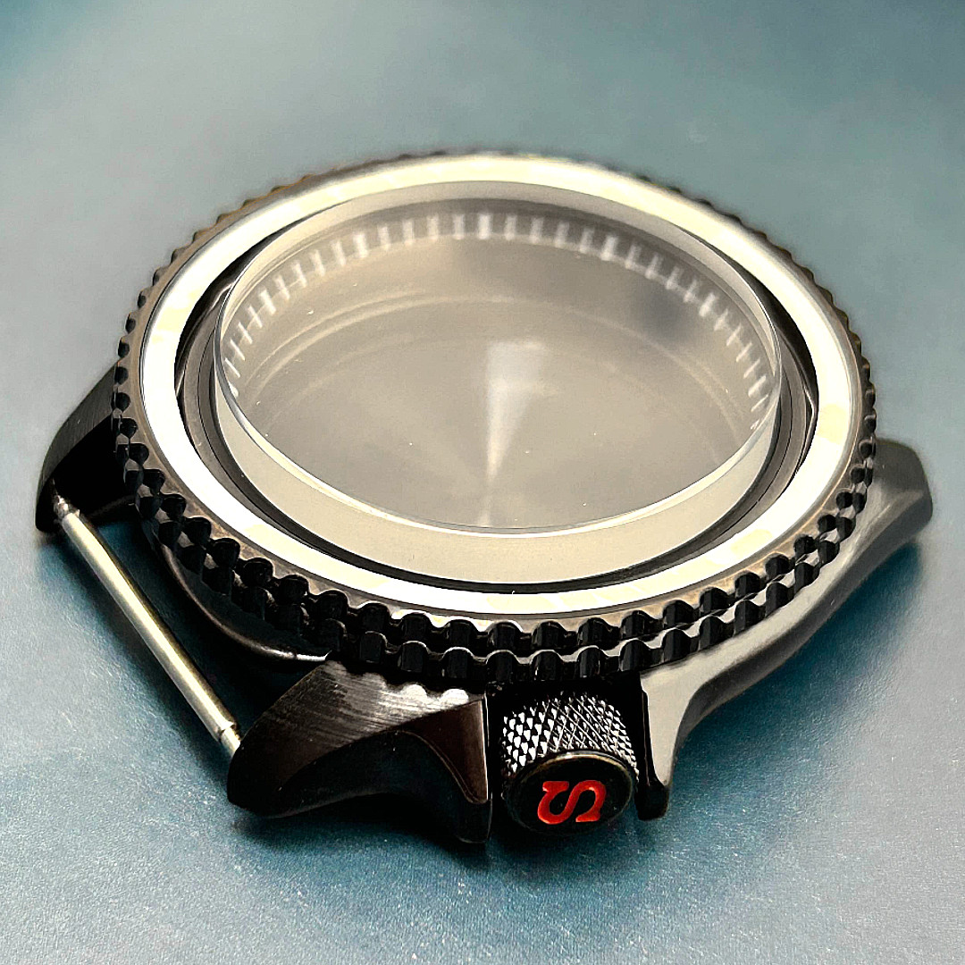42.5mm Black Ring Watch Case Mod For nh35 nh36 Movement 3.8 Crown 5ATM