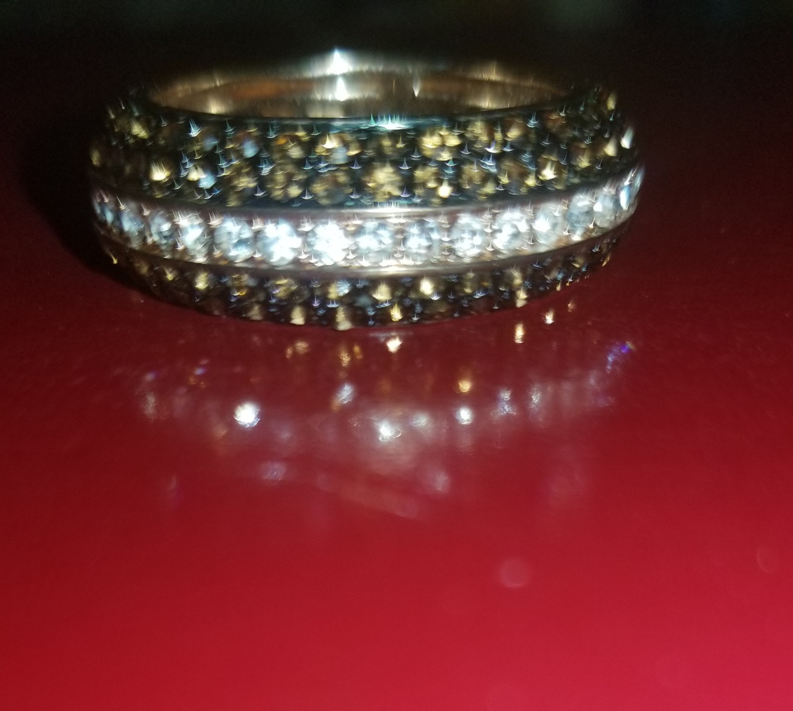 Vintage Joan Boyce Chocolate Clear Pave CZ Rose Gold Plated Band Ring, Size 10
