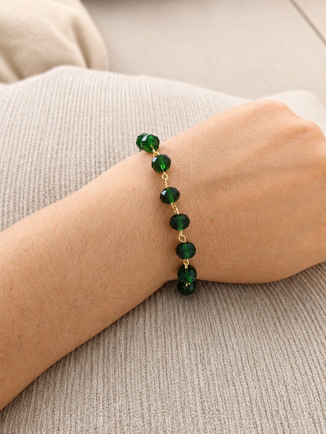 Czech Republic Glass Beaded Bracelet (Handmade) Size 6.25