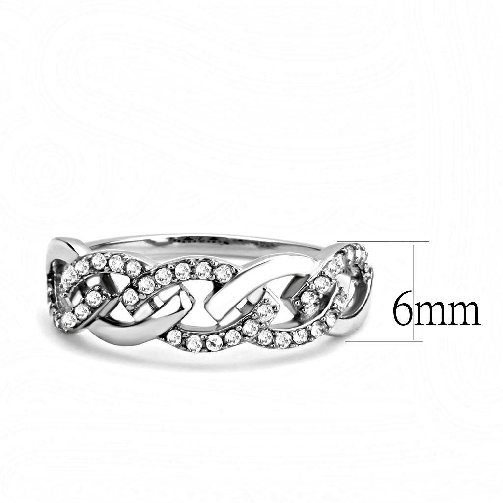 DA163 – High polished (no plating) Stainless Steel Ring with AAA Grade CZ in