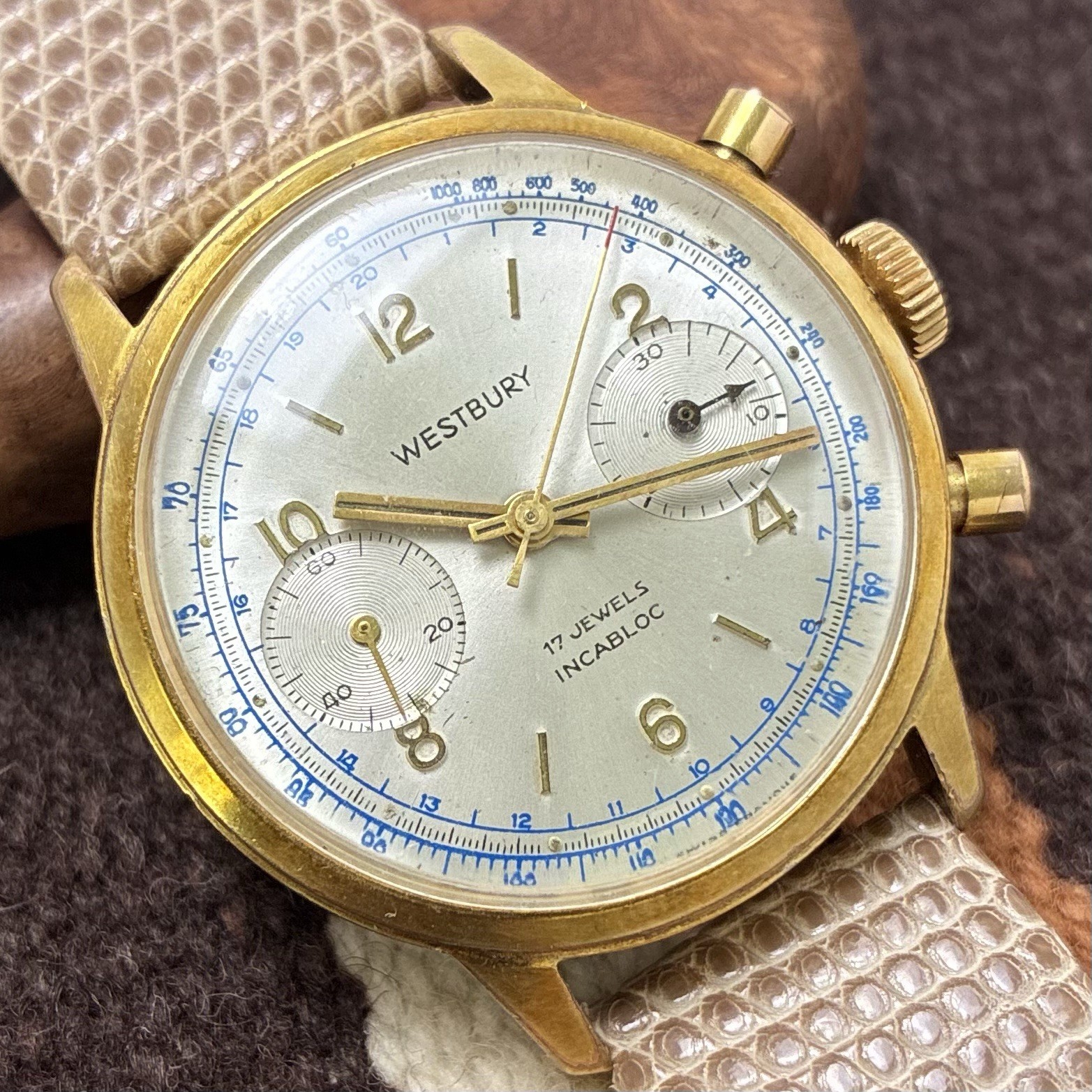 Westbury 1960s Mechanical Chronograph Valjoux 7733 36mm Vtg Tachymeter Dial