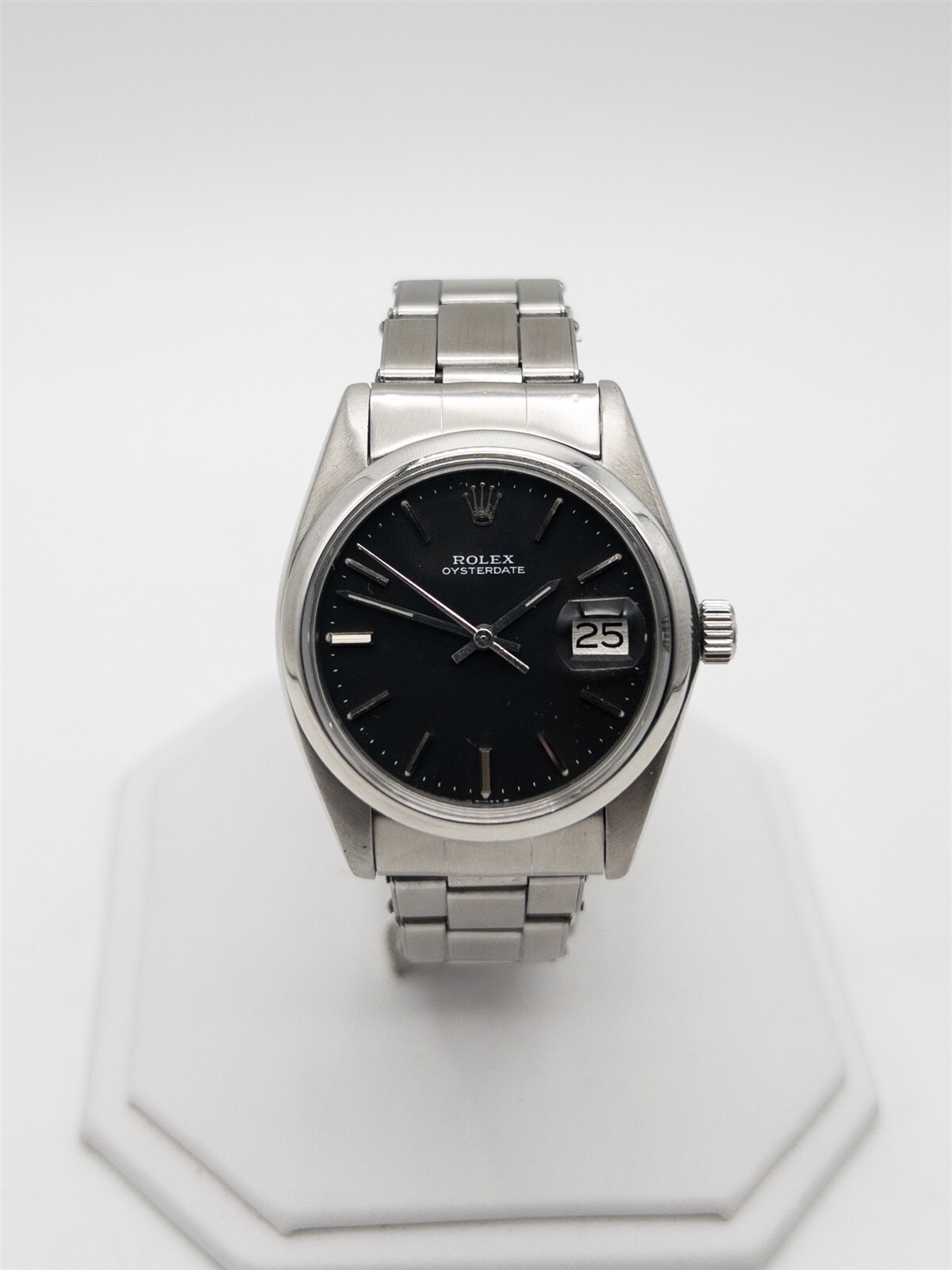 RARE $10,000 ROLEX BLACK OYSTERDATE 34mm SS Mens Watch SERVICED RARE