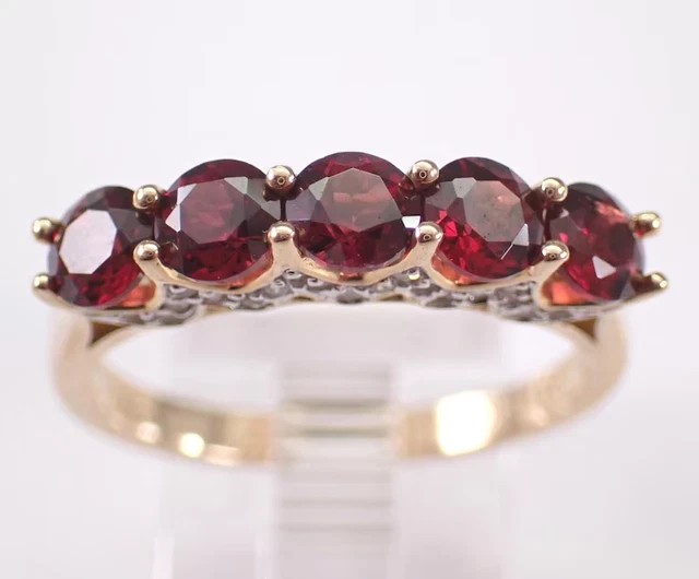 2Ct Round Cut Lab-Created Garnet Engagement Wedding Ring 14k Yellow Gold Plated