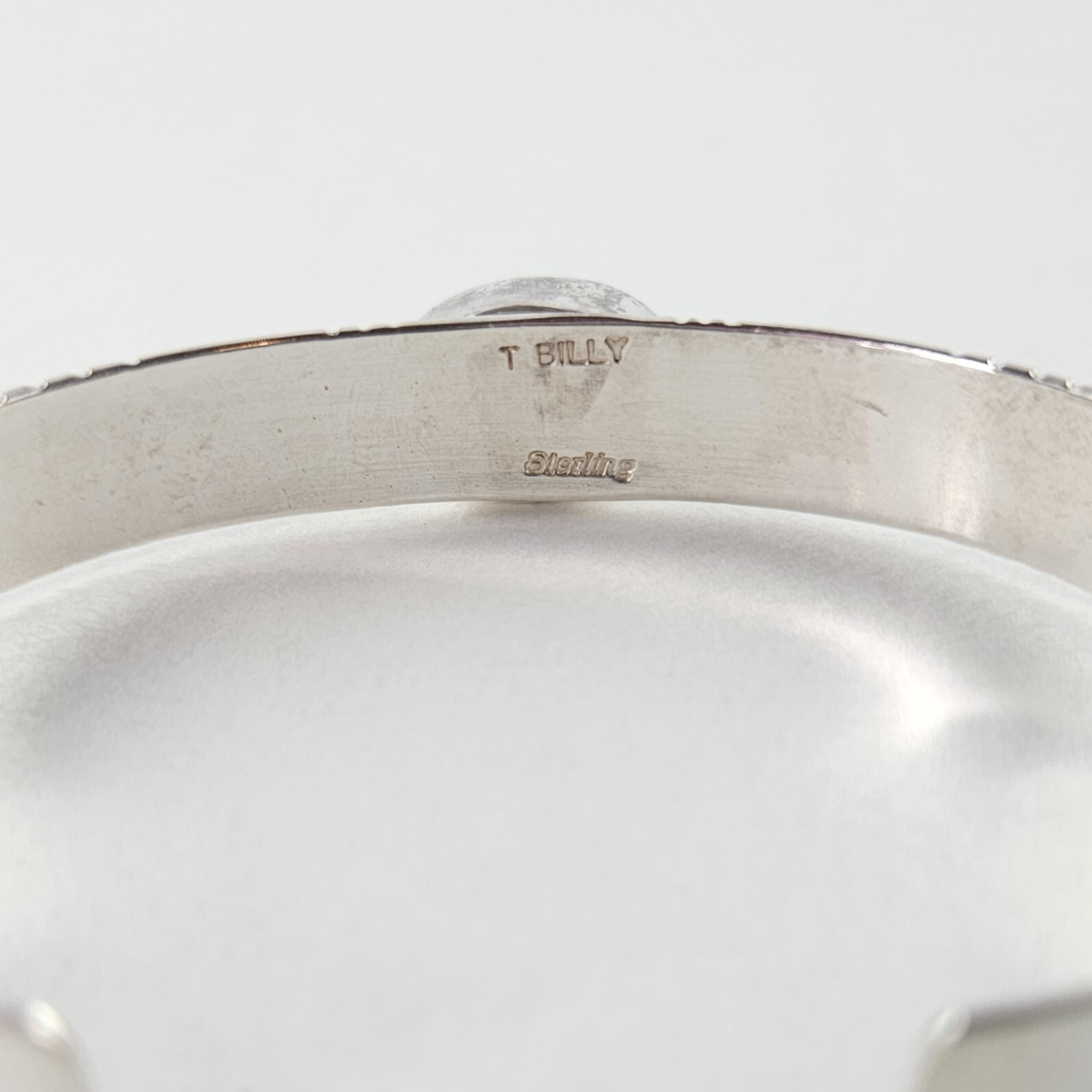 Sterling Silver Navajo T Billy Cuff Bracelet with Brown Jasper 17.0g [8221]