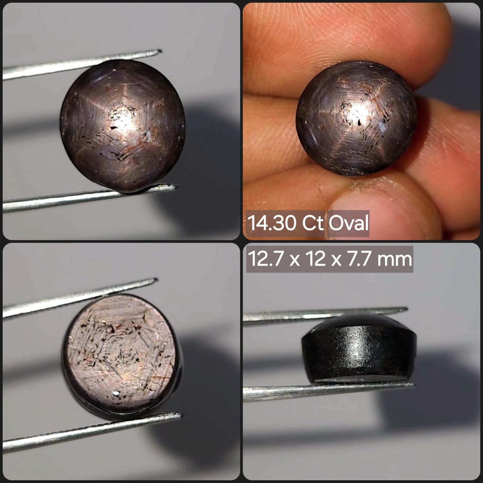 Natural Star Sapphire Cabochon 14.30 Ct Black Oval untreated loose gemstone