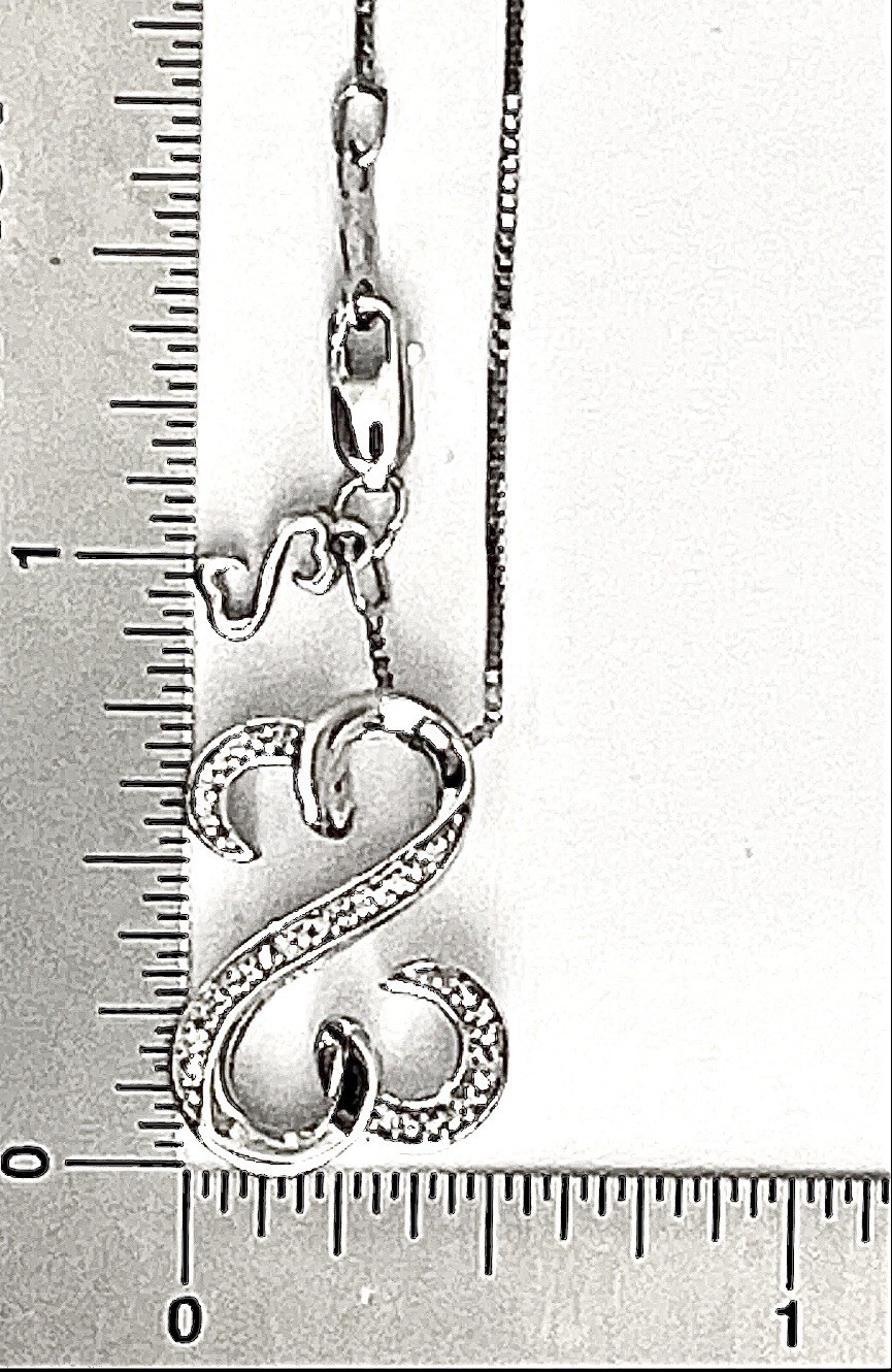 Jane Seymour Open Hearts White Diamond Curlique 925 S. Silver Necklace~MRP $229