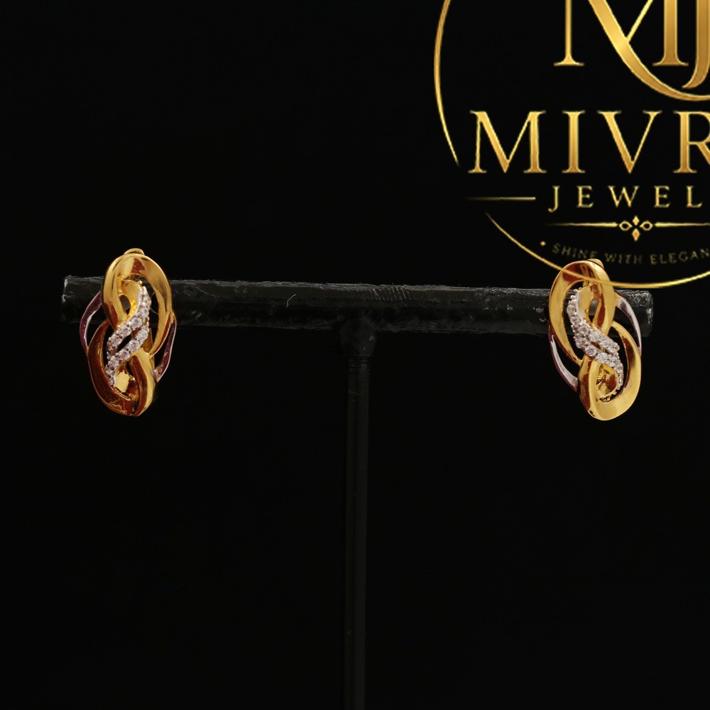 22K Stamp Gold Dangling Earrings 1.6cm Elegant Statement Drops Jewelry 3.68g