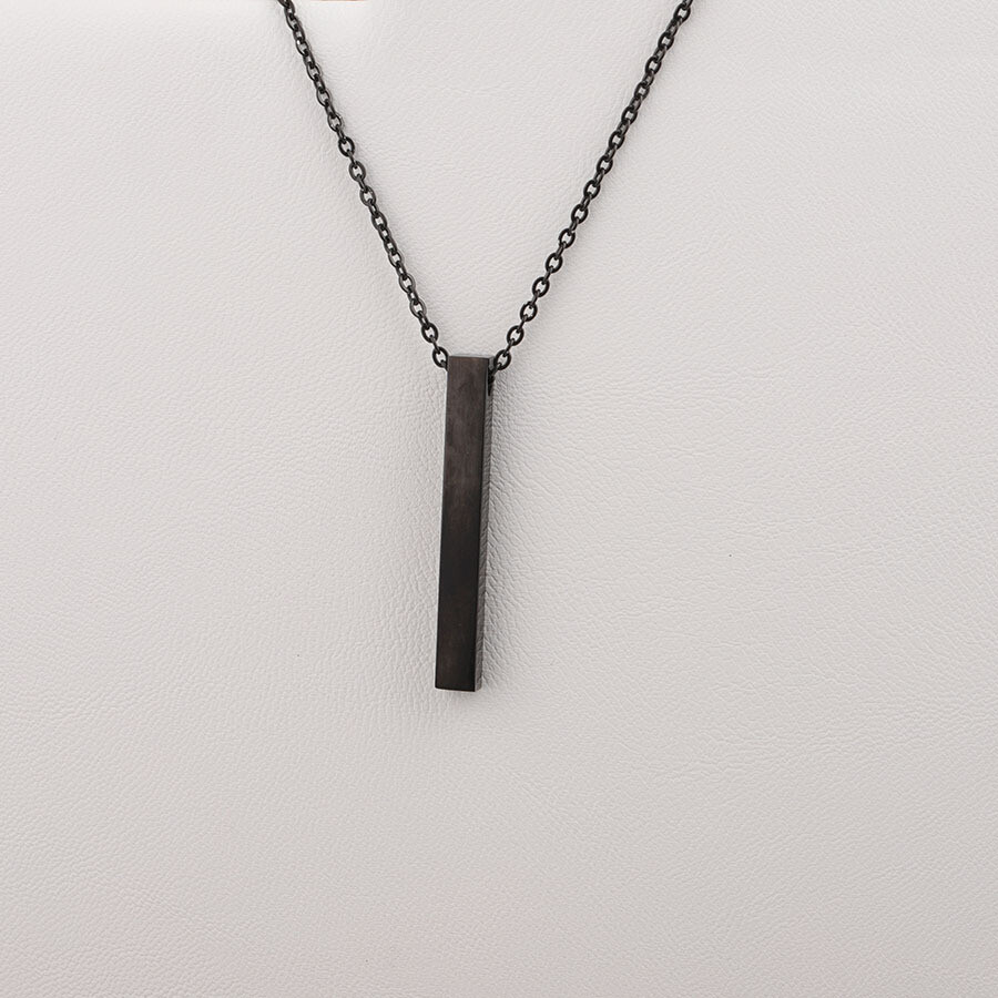 Stainless Steel Thin Vertical Bar Pendant Chain Necklace