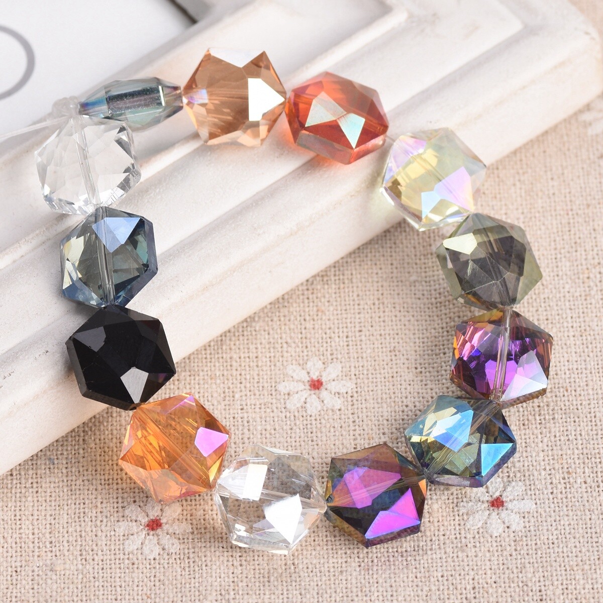 10pcs Hexagon 12mm 16mm 20mm 22mm Faceted Crystal Glass Loose Beads DIY Jewelry