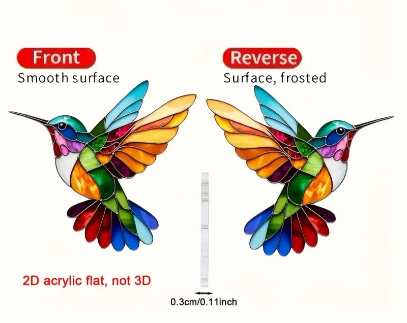 1 Pair, Charming and Cute Colorful Hummingbird Acrylic Earrings