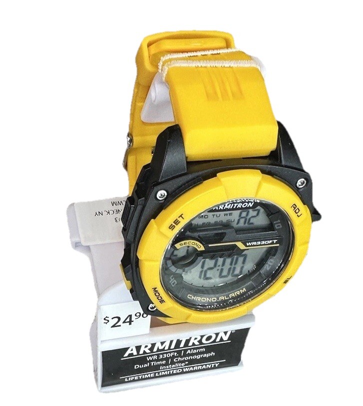 Armitron Unisex Yellow Digital Sport Watch 40/8489BYLWM Men’s Alarm Instalite