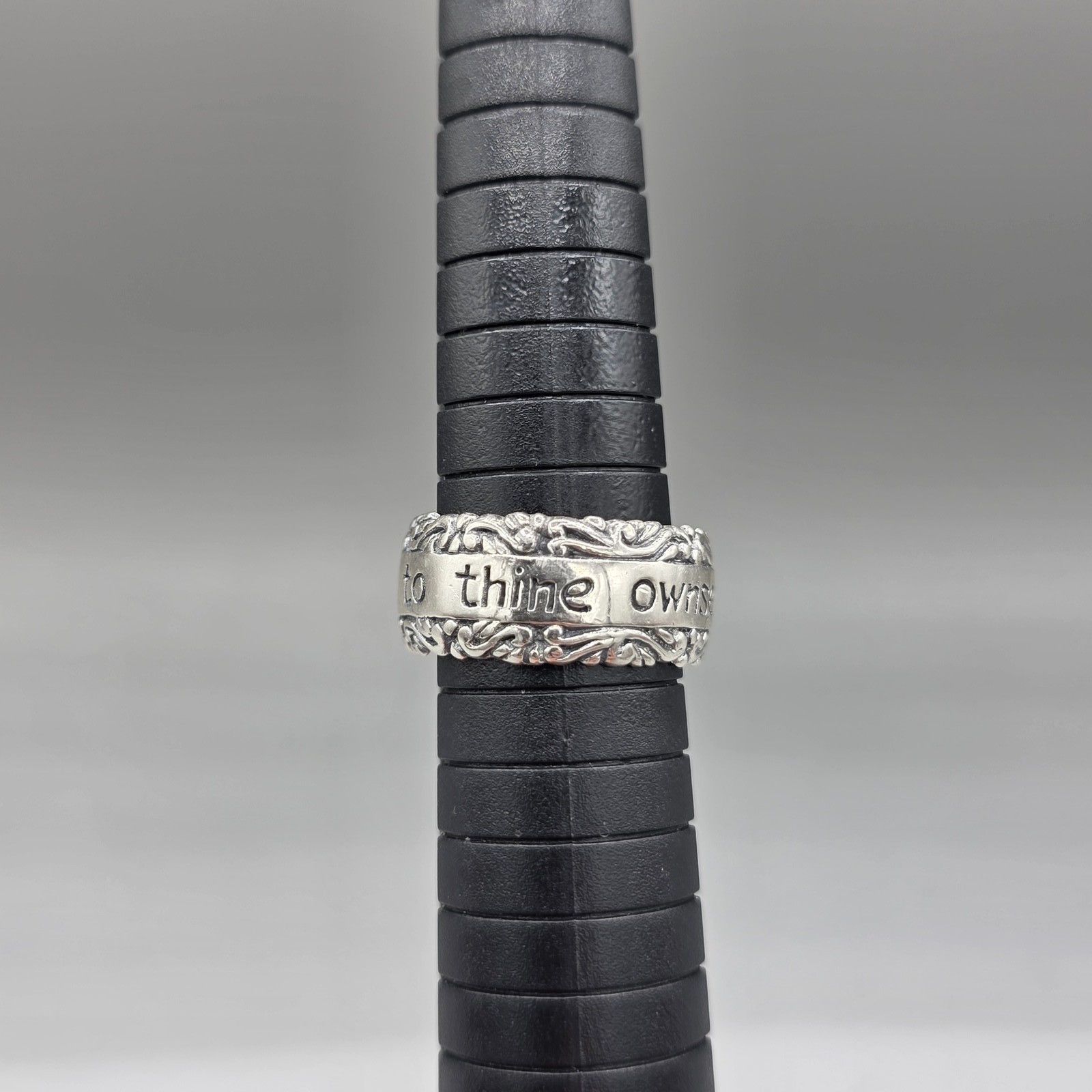 Sterling Silver 925 To Thine Own Self Be True Band Ring Size 8 Engraved 7.85g