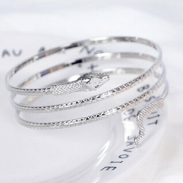 Elegant Unique 925 Sterling Silver New Charms Snake Design Bracelet Bangle Cuff