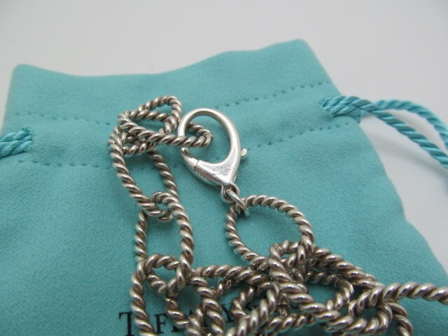 Authentic Tiffany & Co 925 Silver Oval Twist Rope Link Bracelet 8.25 In