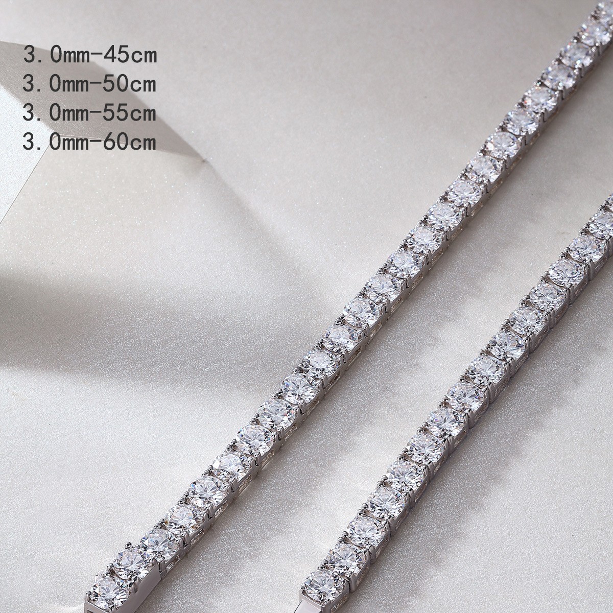 3MM REAL MOISSANITE Silver Tennis Chain Necklace – VVS D Color – Passes Tester