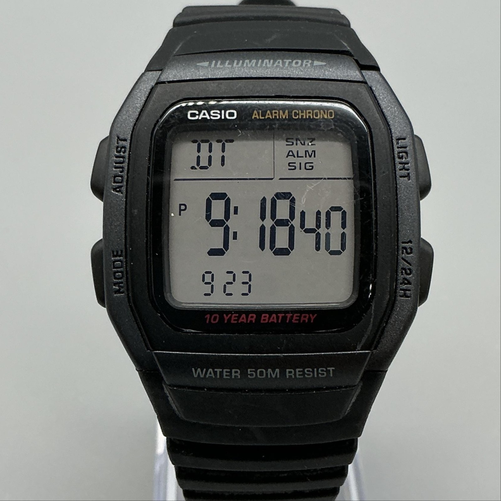 Casio W-96H Illuminator Mens Watch 36mm Digital Black Resin Alarm Day Date