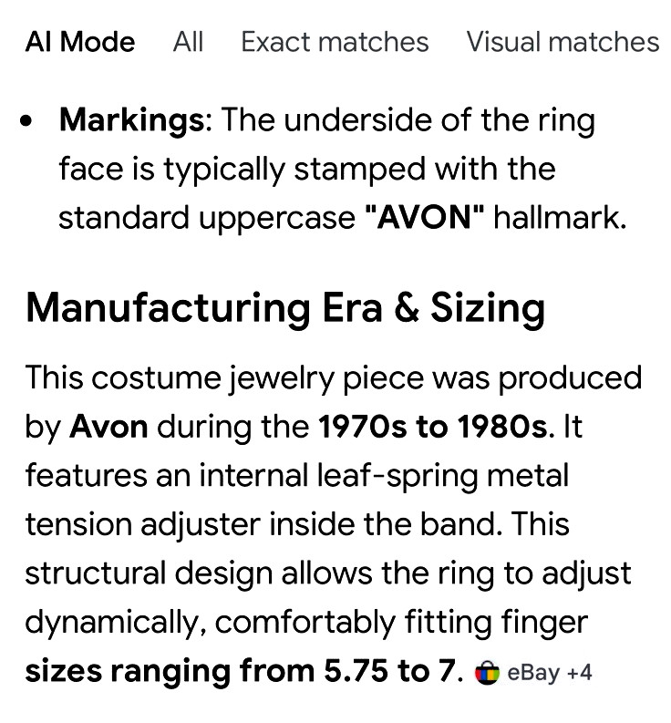 Vintage Avon Byzantine Style Faux Onyx & Pearl Gold Tone Cocktail Ring Size 4