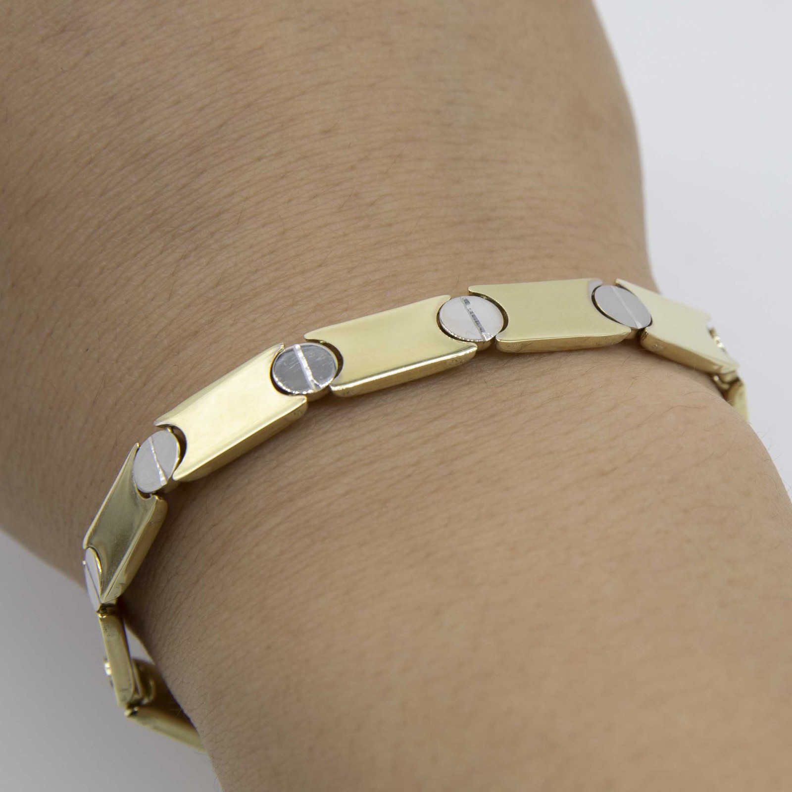 7.5mm Reversible Screw Link Design Bracelet Real 10K Yellow White Gold 7.5″