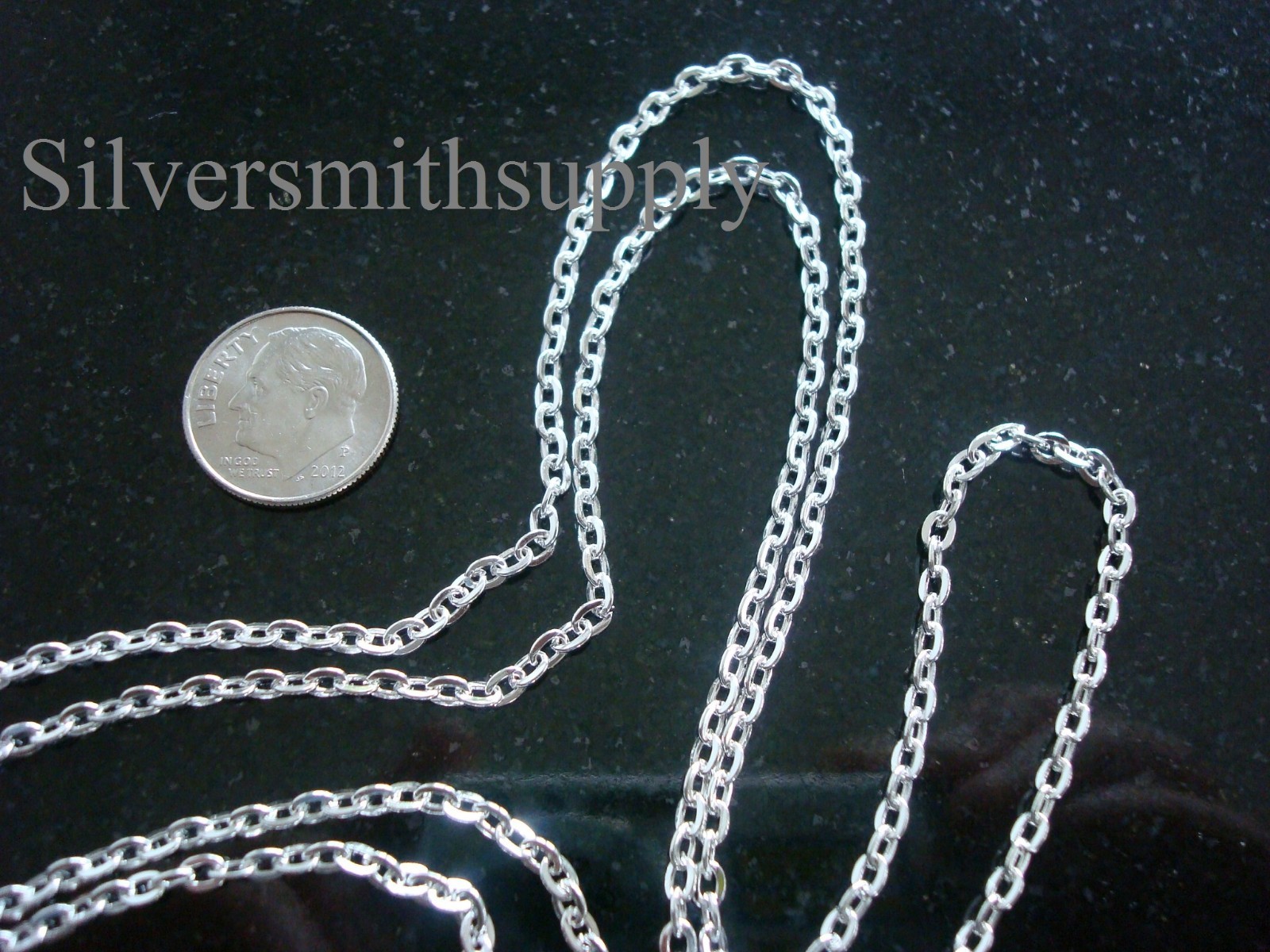 6 feet 3.5×2.5mm flat fine sterling silver plated cable link steel chain pch004