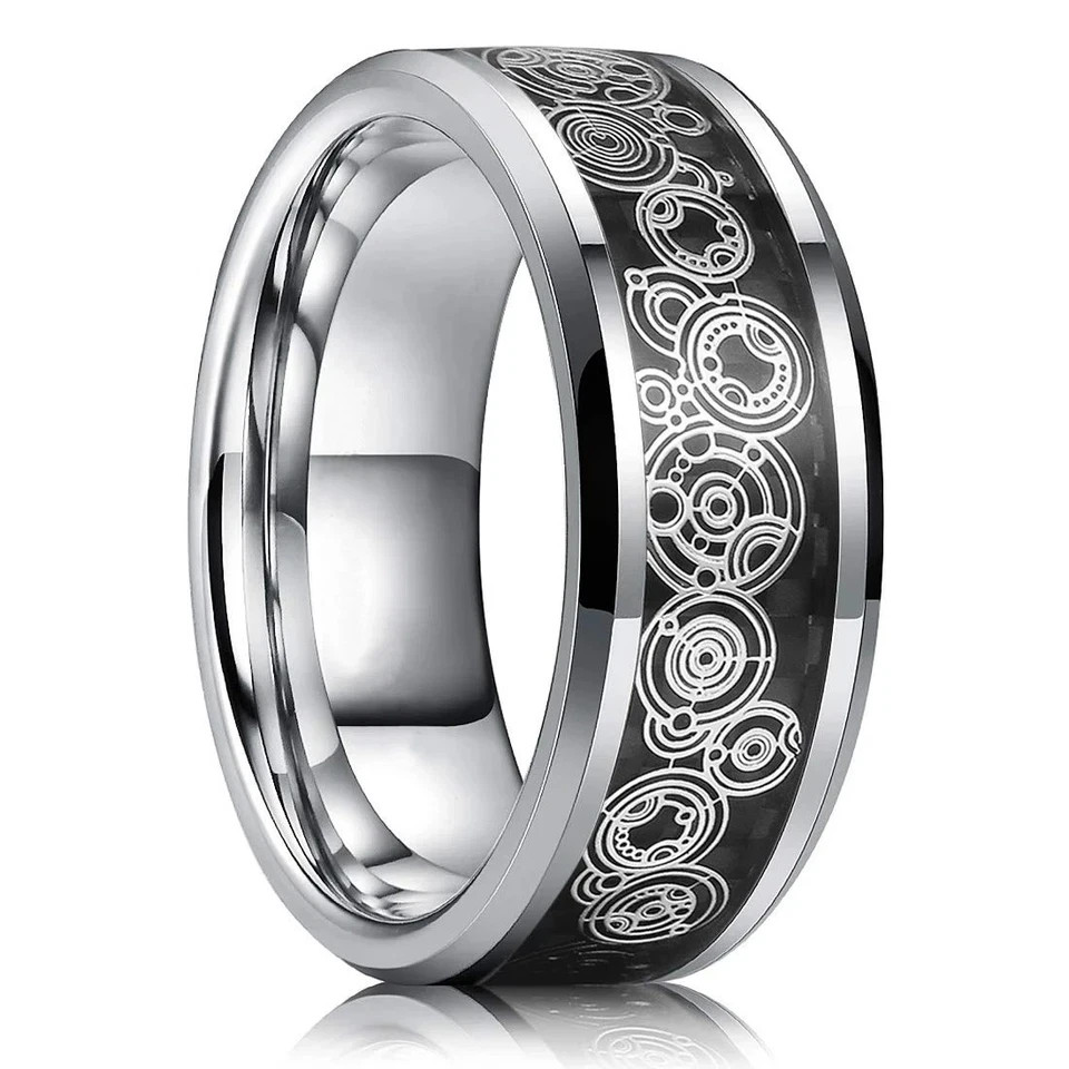 Men Women Gold Plated Blue Black Red Stainless Steel Celtic Dragon Band Ring 8mm