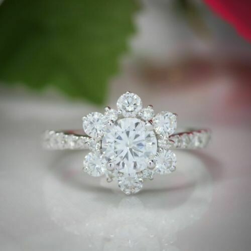 1.35 Ct Certified Round Cut Moissanite Wedding Bridal Ring 950 Platinum Size 8.5