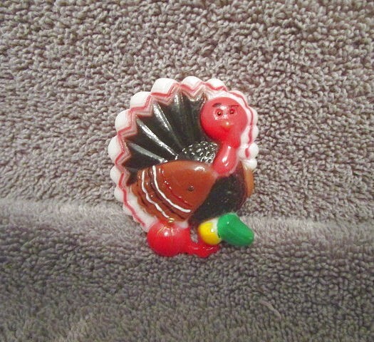 Vtg Turkey Brooch Pin Whimsical Gobble Thanksgiving Bird Novelty MCM 1977 Amscan