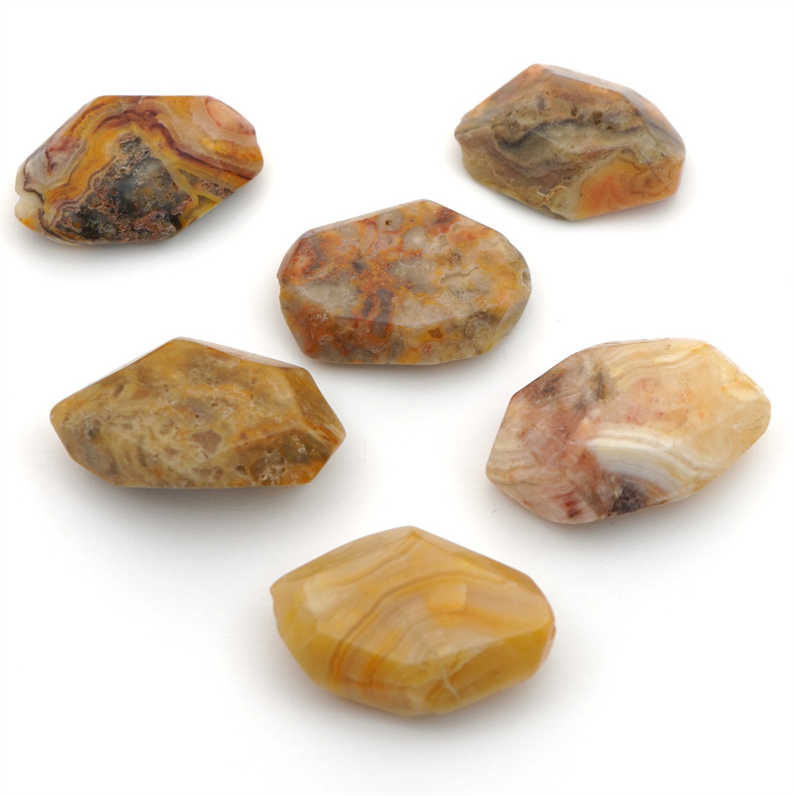 6 faceted crazy lace agate nugget beads orange brown stone ranges 20mm 24mm
