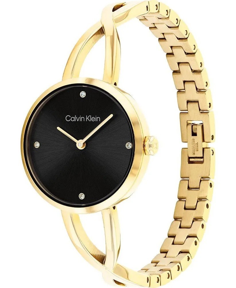 Calvin Klein Women’s Sculpted Embrace Crystal Accent Stainless Steel Bracelet…