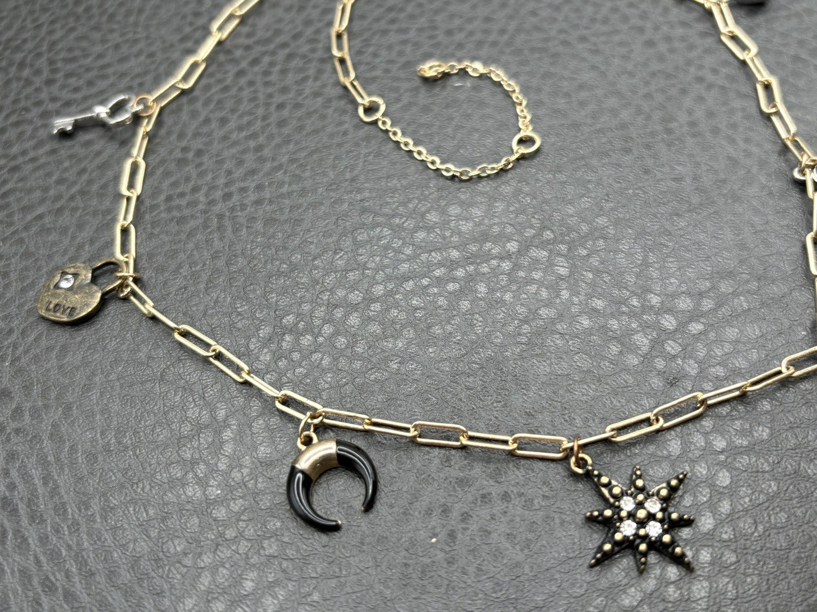 Saint Medal Celestial Moon Star Heart Lock Charm Necklace Catholic Pendant Chain