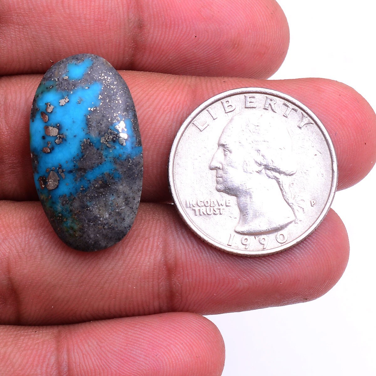 28.00 Cts Natural Persian Turquoise 27mm*15mm Untreated Oval Cabochon Gemstone