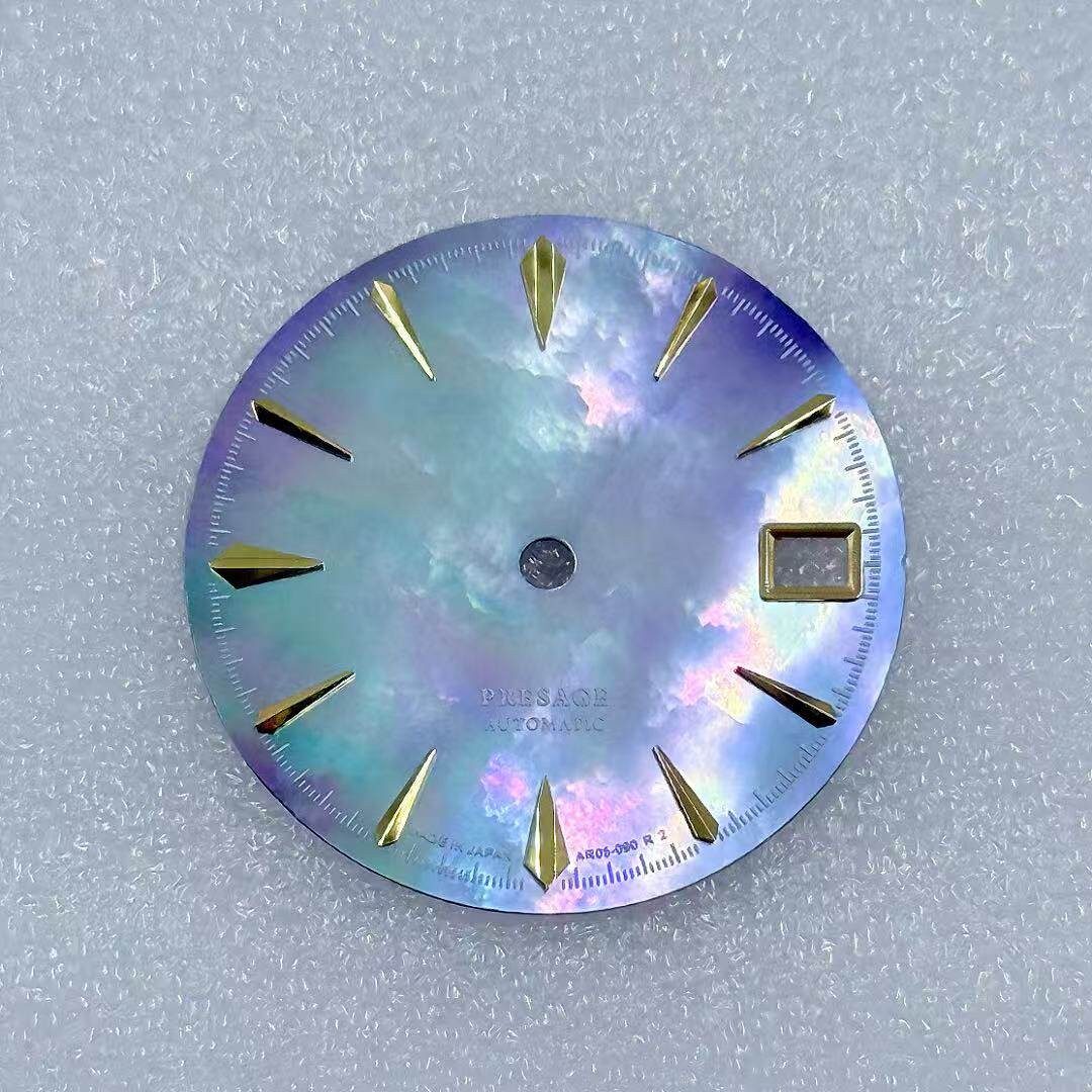 28.5mm Mother of Pearl Flame Fusion Watch Dial Fits NH35 NH36 Movements