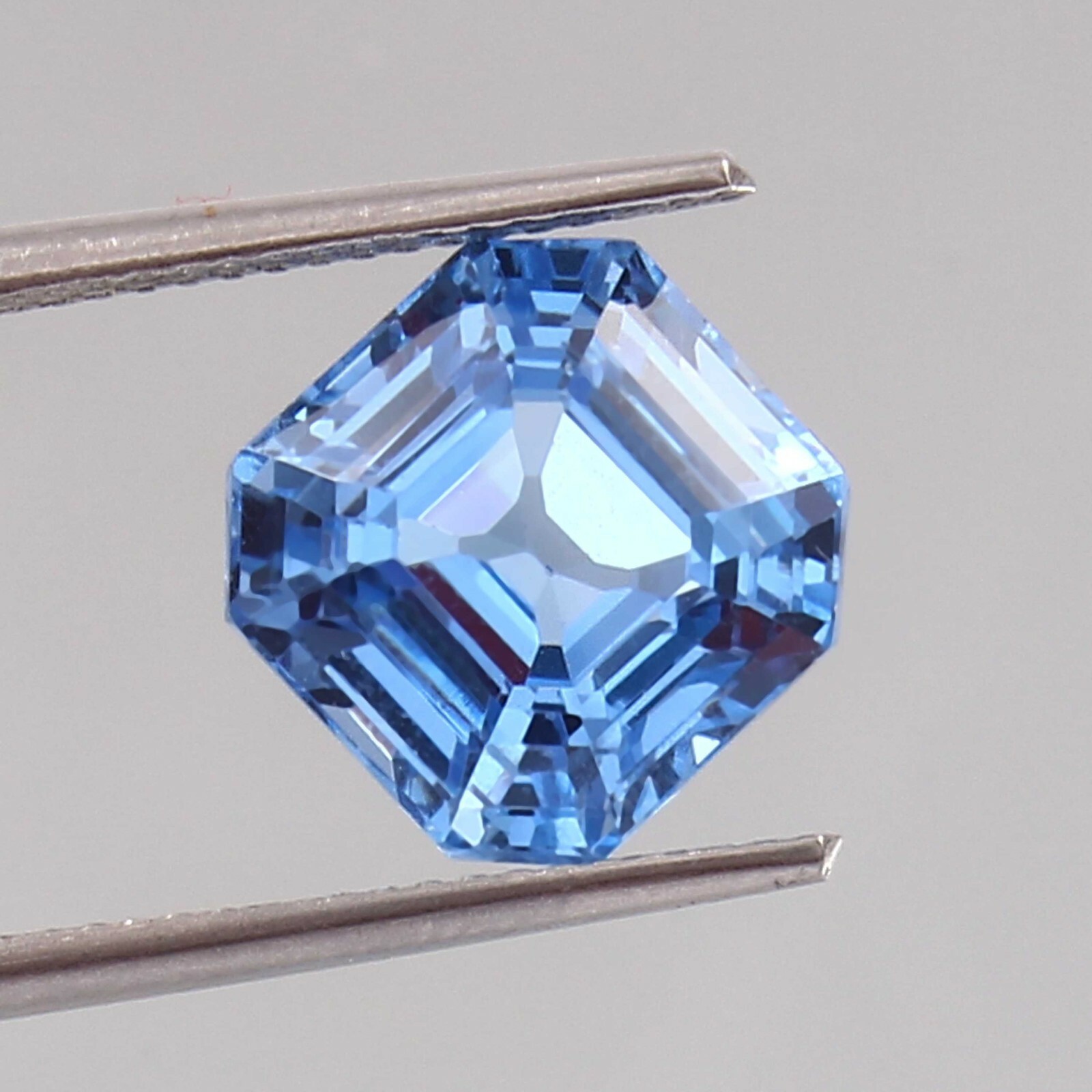 AAA 6.50 Ct Natural Brazilian Swiss Blue Topaz Asscher Cut Loose Gemstone