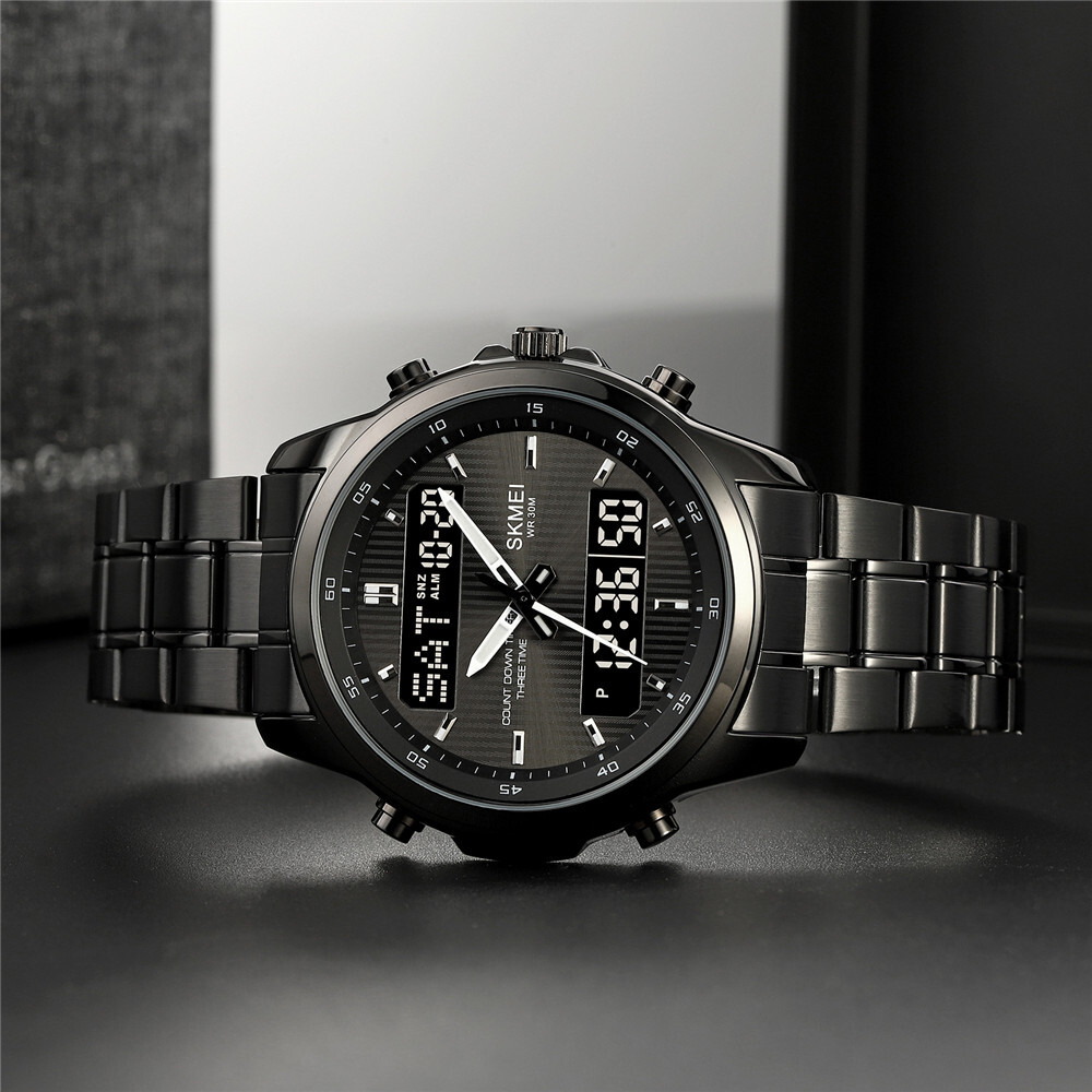 NEW Men Quartz Watch Silver Steel Digital Wristwatch Male Sport LED Watch Gifts