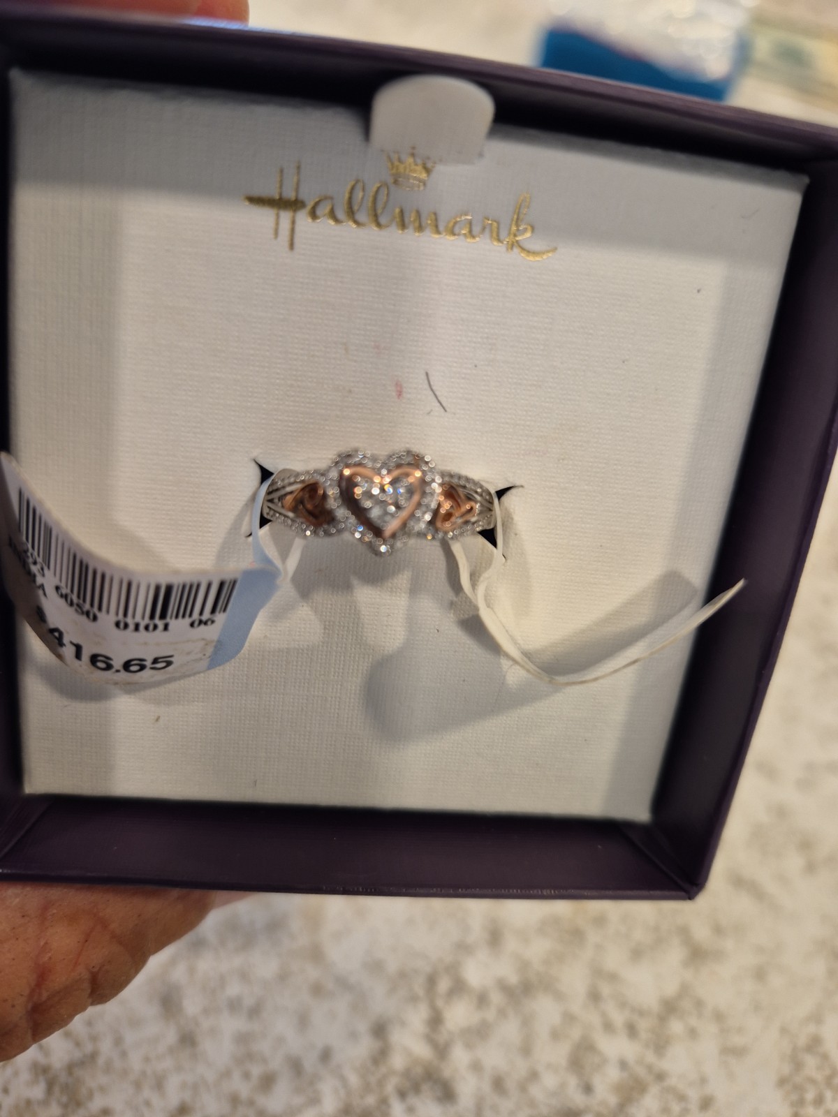 NEW WITH TAGS. Hallmark Size 6 Women’s Ring SS/14KROS Rose Over Silver