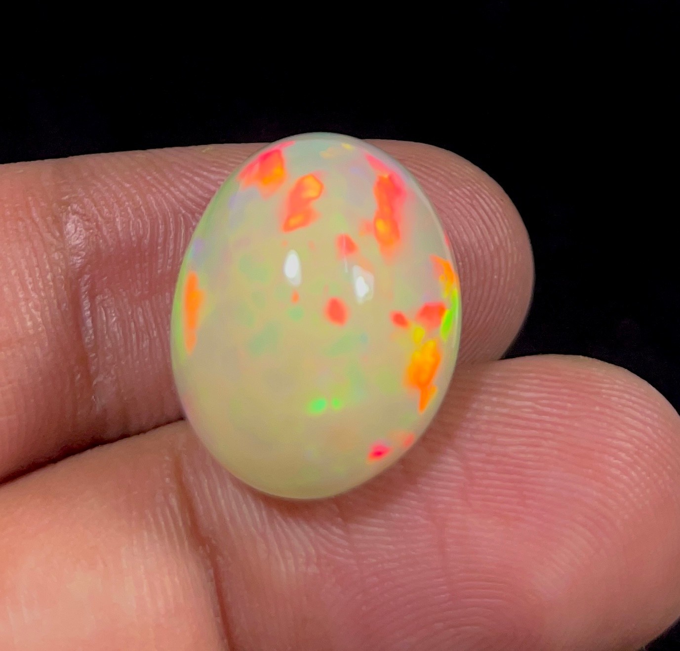 11.70 Ct Natural Ethiopian Opal Multi Fire Opal Oval Cabochon Loose Gemstone
