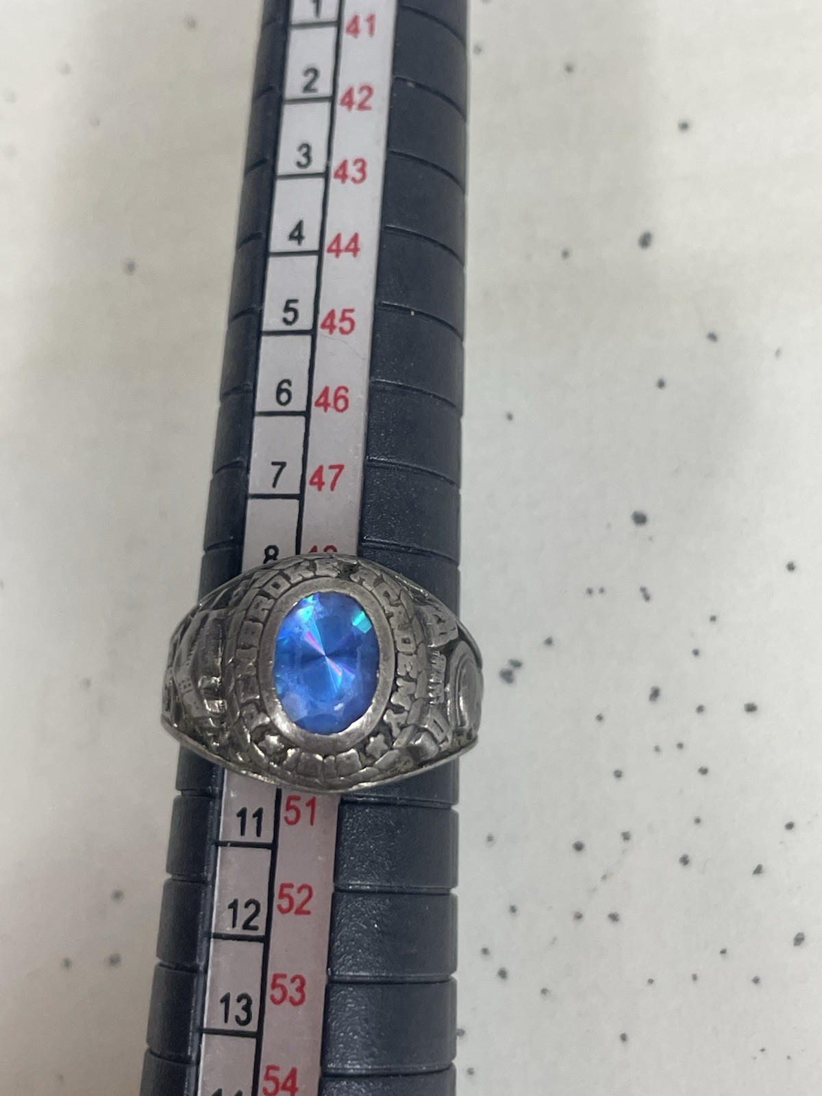 925 Sterling Silver Balfour School College 1986 Pembroke ring Size 5 Blue Stone