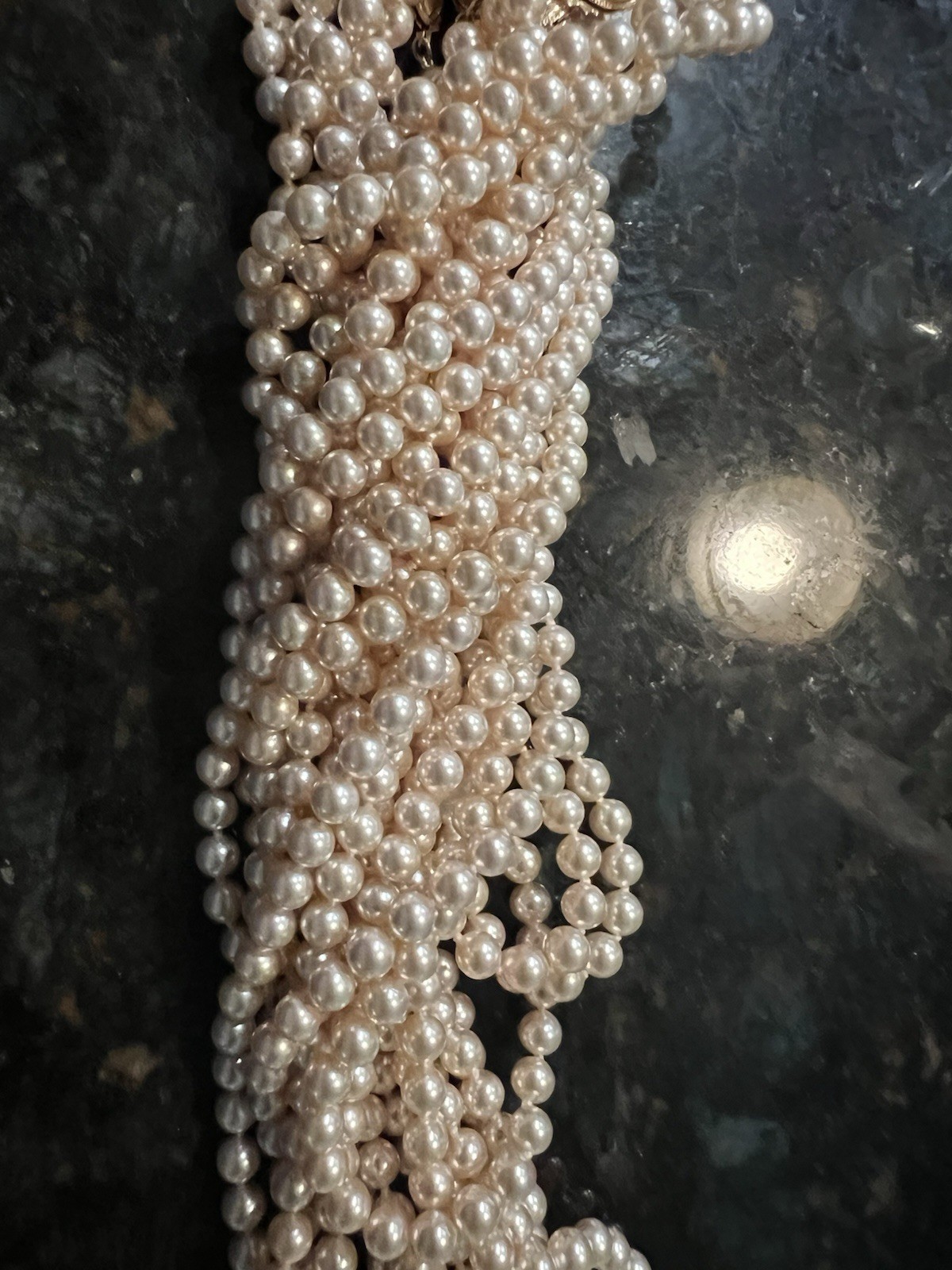 VINTAGE MAJORCA PEARL NECKLACE 14K G.F. CLASP 30 IN. 5MM PEARLS FROM SPAIN NOS.