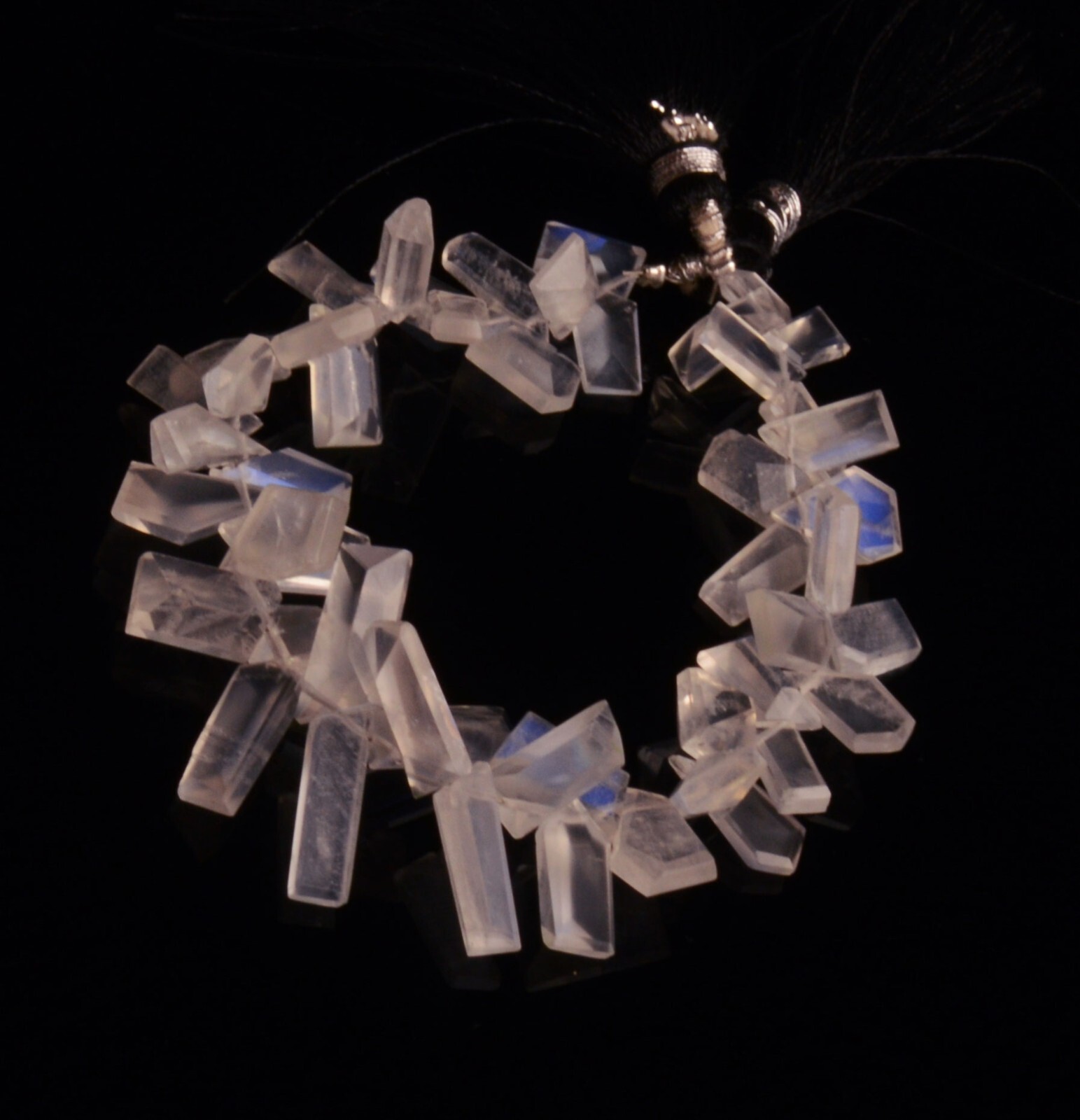 Blue Fire Rainbow Moonstone 9 to 15 mm Size Cutstone Beads 7″ Strand
