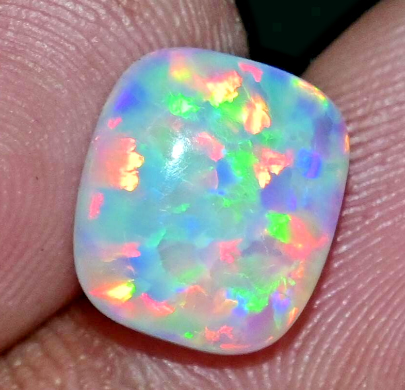 Natural Play of Color Ethiopian Fire Opal 4.10 Ct Cabochon Certified Gemstone